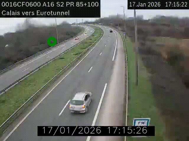 <h2>Webcam A16 à Calais en direction du Tunnel sous la Manche (Eurotunnel)</h2>