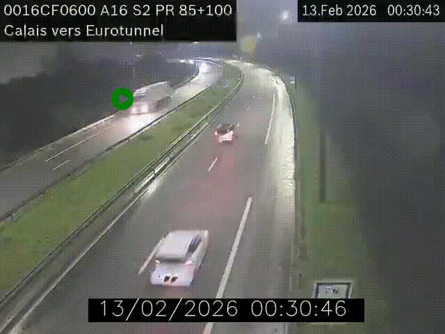 <h2>Webcam A16 à Calais en direction du Tunnel sous la Manche (Eurotunnel)</h2>