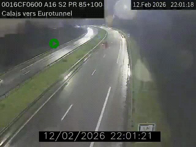 <h2>Webcam A16 à Calais en direction du Tunnel sous la Manche (Eurotunnel)</h2>