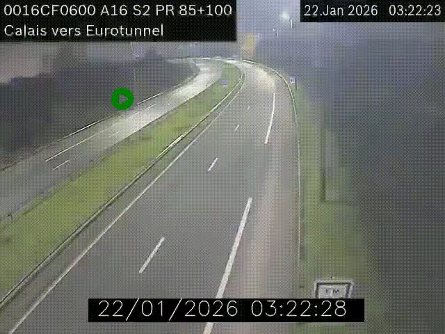 <h2>Webcam A16 à Calais en direction du Tunnel sous la Manche (Eurotunnel)</h2>