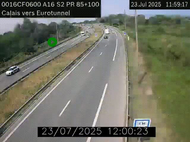 Webcam A16 à Calais en direction du Tunnel sous la Manche (Eurotunnel)