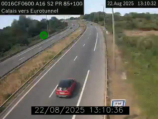 <h2>Webcam A16 à Calais en direction du Tunnel sous la Manche (Eurotunnel)</h2>