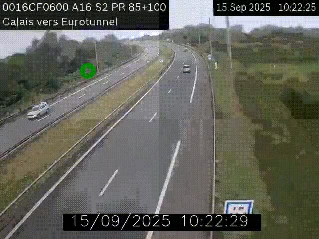 <h2>Webcam A16 à Calais en direction du Tunnel sous la Manche (Eurotunnel)</h2>