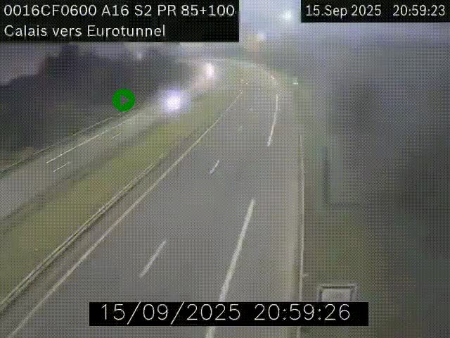 <h2>Webcam A16 à Calais en direction du Tunnel sous la Manche (Eurotunnel)</h2>