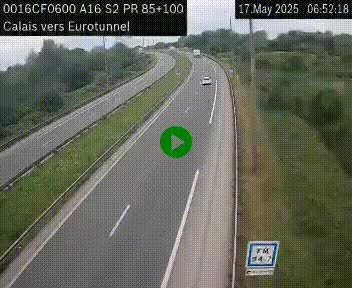 <h2>Webcam A16 à Calais en direction du Tunnel sous la Manche (Eurotunnel)</h2>