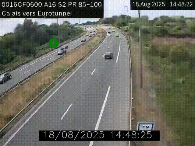 <h2>Webcam A16 à Calais en direction du Tunnel sous la Manche (Eurotunnel)</h2>