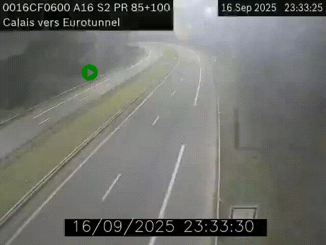<h2>Webcam A16 à Calais en direction du Tunnel sous la Manche (Eurotunnel)</h2>