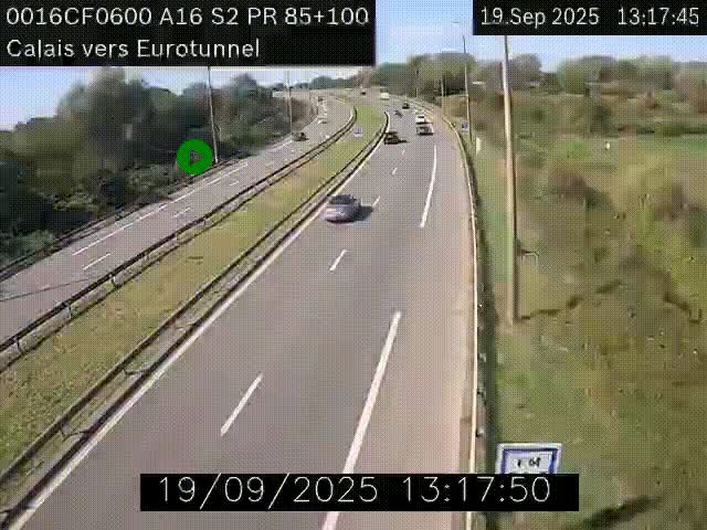<h2>Webcam A16 à Calais en direction du Tunnel sous la Manche (Eurotunnel)</h2>