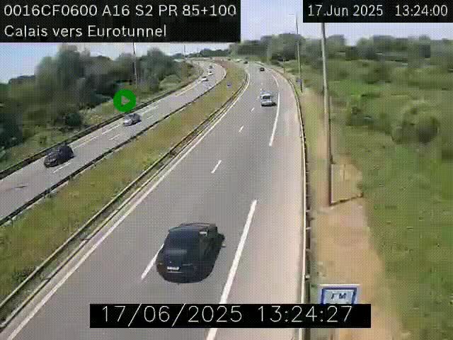 Webcam A16 à Calais en direction du Tunnel sous la Manche (Eurotunnel)