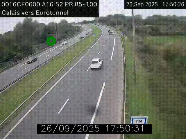 <h2>Webcam A16 à Calais en direction du Tunnel sous la Manche (Eurotunnel)</h2>