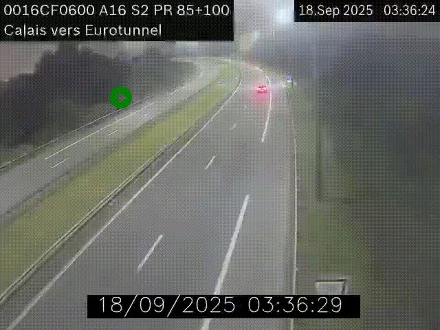 <h2>Webcam A16 à Calais en direction du Tunnel sous la Manche (Eurotunnel)</h2>