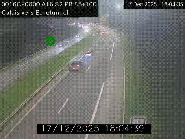 <h2>Webcam A16 à Calais en direction du Tunnel sous la Manche (Eurotunnel)</h2>