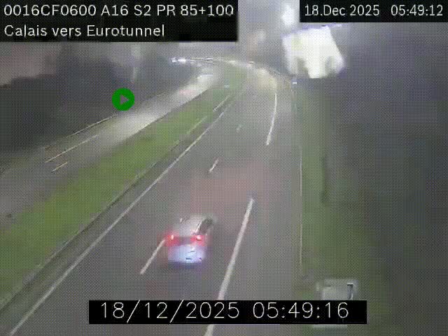<h2>Webcam A16 à Calais en direction du Tunnel sous la Manche (Eurotunnel)</h2>