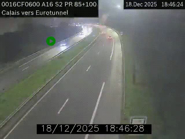 <h2>Webcam A16 à Calais en direction du Tunnel sous la Manche (Eurotunnel)</h2>