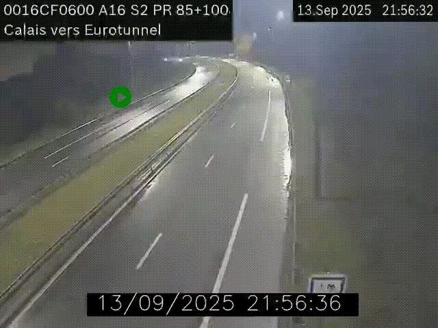 Webcam A16 à Calais en direction du Tunnel sous la Manche (Eurotunnel)