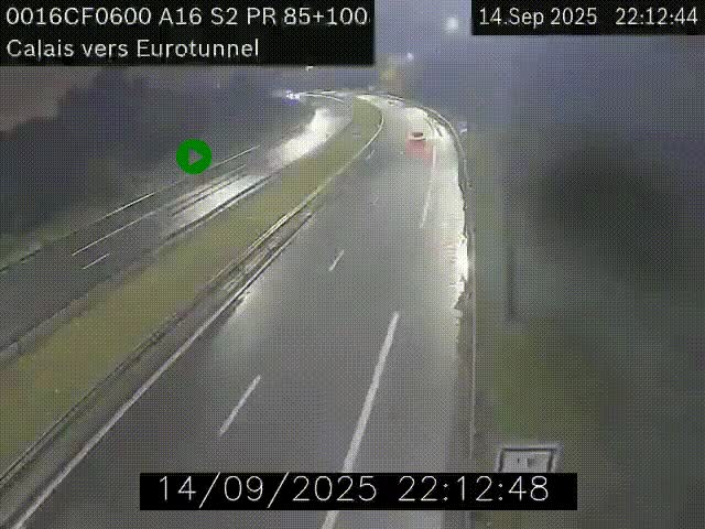 Webcam A16 à Calais en direction du Tunnel sous la Manche (Eurotunnel)