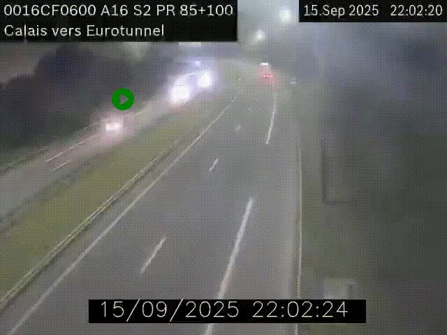 Webcam A16 à Calais en direction du Tunnel sous la Manche (Eurotunnel)