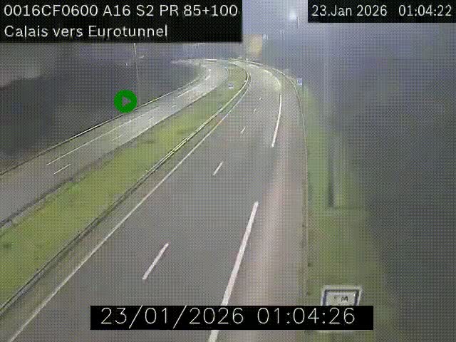 <h2>Webcam A16 à Calais en direction du Tunnel sous la Manche (Eurotunnel)</h2>