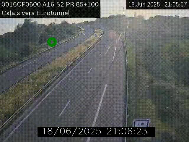 <h2>Webcam A16 à Calais en direction du Tunnel sous la Manche (Eurotunnel)</h2>
