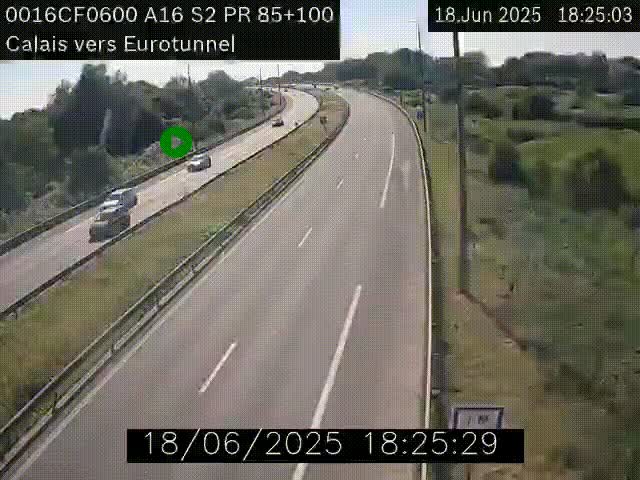 Webcam A16 à Calais en direction du Tunnel sous la Manche (Eurotunnel)