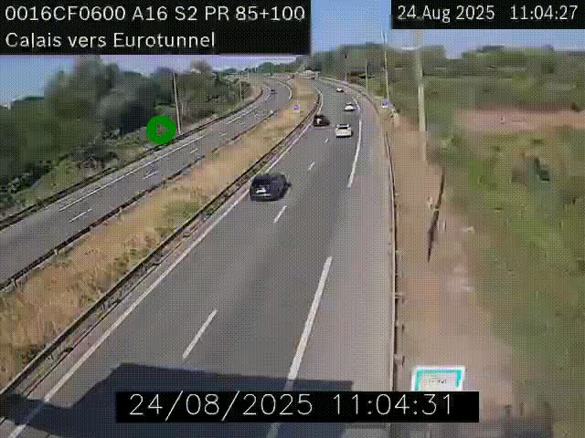 <h2>Webcam A16 à Calais en direction du Tunnel sous la Manche (Eurotunnel)</h2>
