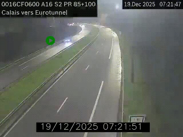 <h2>Webcam A16 à Calais en direction du Tunnel sous la Manche (Eurotunnel)</h2>