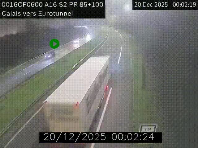 <h2>Webcam A16 à Calais en direction du Tunnel sous la Manche (Eurotunnel)</h2>