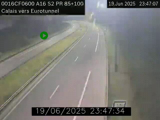 <h2>Webcam A16 à Calais en direction du Tunnel sous la Manche (Eurotunnel)</h2>