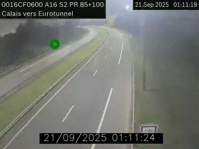 <h2>Webcam A16 à Calais en direction du Tunnel sous la Manche (Eurotunnel)</h2>