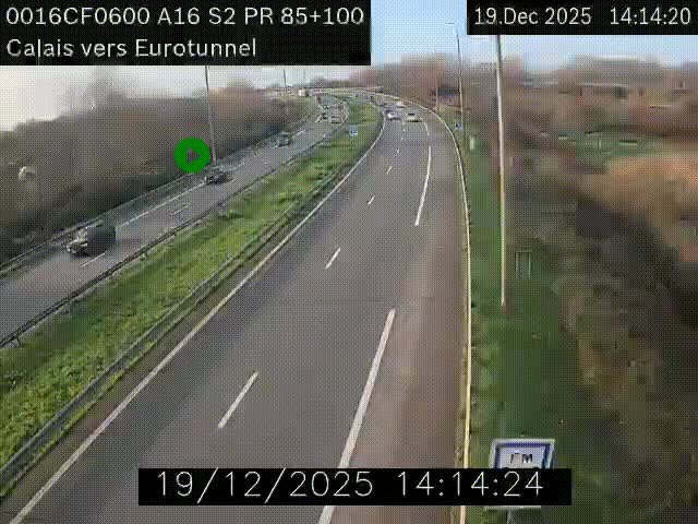<h2>Webcam A16 à Calais en direction du Tunnel sous la Manche (Eurotunnel)</h2>