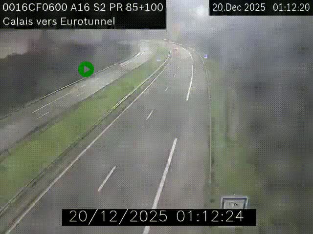 <h2>Webcam A16 à Calais en direction du Tunnel sous la Manche (Eurotunnel)</h2>