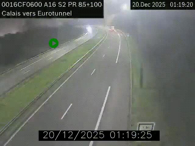<h2>Webcam A16 à Calais en direction du Tunnel sous la Manche (Eurotunnel)</h2>