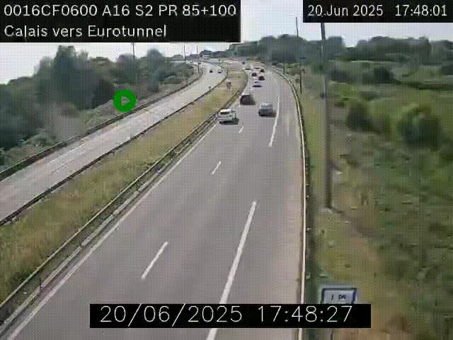 Webcam A16 à Calais en direction du Tunnel sous la Manche (Eurotunnel)