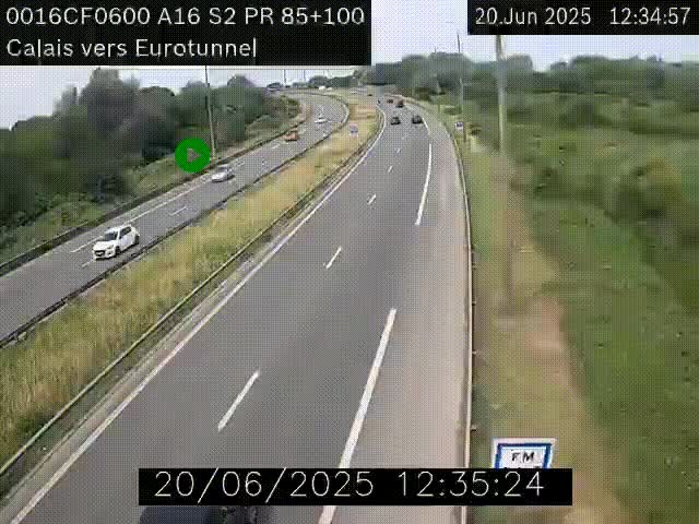 <h2>Webcam A16 à Calais en direction du Tunnel sous la Manche (Eurotunnel)</h2>