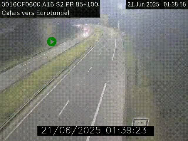 <h2>Webcam A16 à Calais en direction du Tunnel sous la Manche (Eurotunnel)</h2>