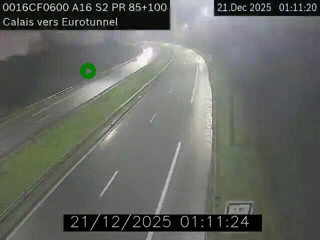 <h2>Webcam A16 à Calais en direction du Tunnel sous la Manche (Eurotunnel)</h2>
