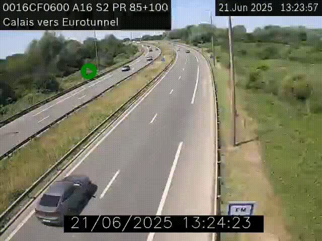 <h2>Webcam A16 à Calais en direction du Tunnel sous la Manche (Eurotunnel)</h2>