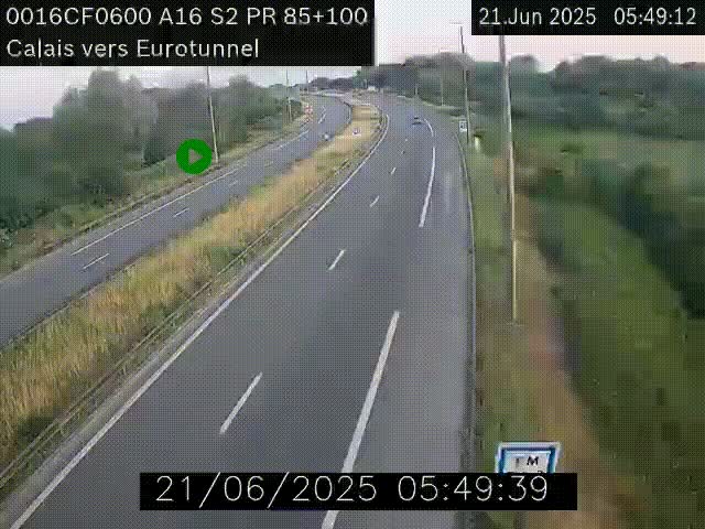 <h2>Webcam A16 à Calais en direction du Tunnel sous la Manche (Eurotunnel)</h2>