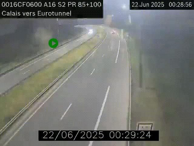 <h2>Webcam A16 à Calais en direction du Tunnel sous la Manche (Eurotunnel)</h2>