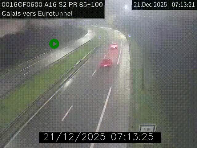 <h2>Webcam A16 à Calais en direction du Tunnel sous la Manche (Eurotunnel)</h2>