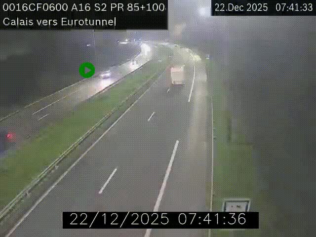 <h2>Webcam A16 à Calais en direction du Tunnel sous la Manche (Eurotunnel)</h2>