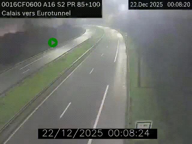<h2>Webcam A16 à Calais en direction du Tunnel sous la Manche (Eurotunnel)</h2>