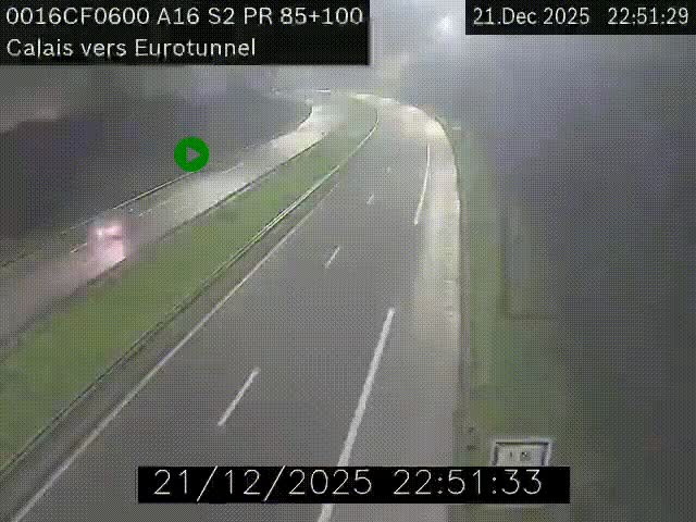 <h2>Webcam A16 à Calais en direction du Tunnel sous la Manche (Eurotunnel)</h2>