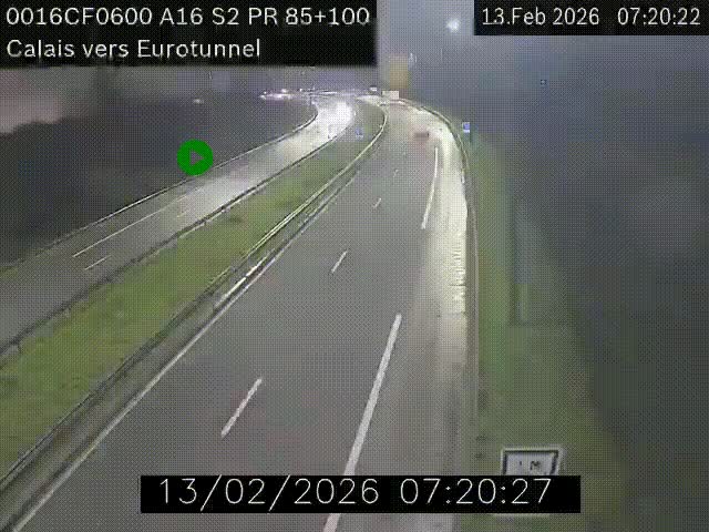 <h2>Webcam A16 à Calais en direction du Tunnel sous la Manche (Eurotunnel)</h2>