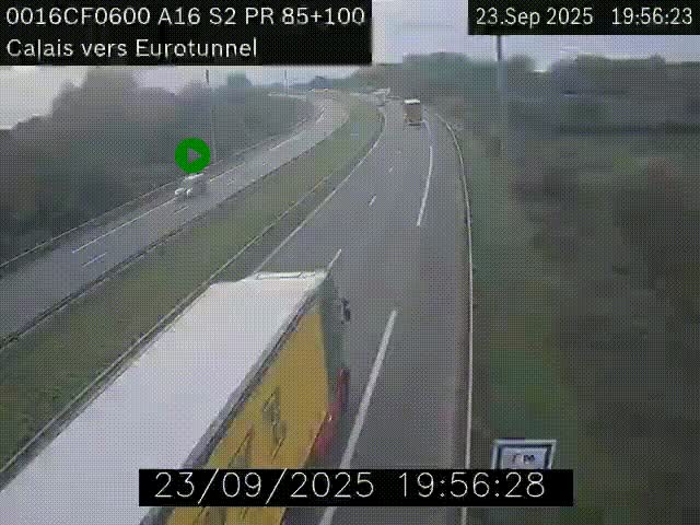 Webcam A16 à Calais en direction du Tunnel sous la Manche (Eurotunnel)