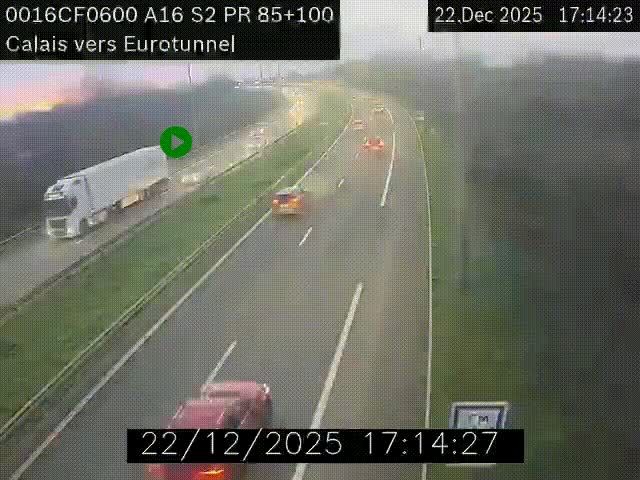 <h2>Webcam A16 à Calais en direction du Tunnel sous la Manche (Eurotunnel)</h2>