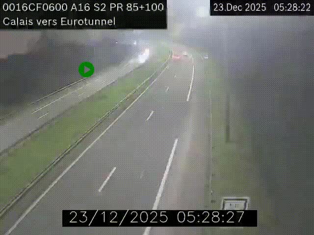 <h2>Webcam A16 à Calais en direction du Tunnel sous la Manche (Eurotunnel)</h2>