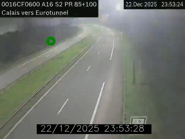 <h2>Webcam A16 à Calais en direction du Tunnel sous la Manche (Eurotunnel)</h2>