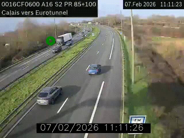 <h2>Webcam A16 à Calais en direction du Tunnel sous la Manche (Eurotunnel)</h2>