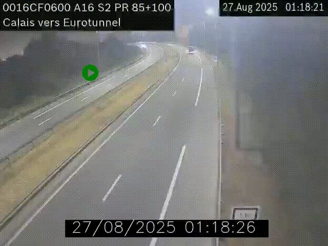 <h2>Webcam A16 à Calais en direction du Tunnel sous la Manche (Eurotunnel)</h2>